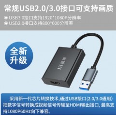 【Z933】晶华USB转HDMI转接线USB显卡1080P