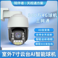 陪伴者 ZC-T3P4SG-JZ-G 7寸300万 4G云台AI智能警戒球机全网通流量卡摄像机